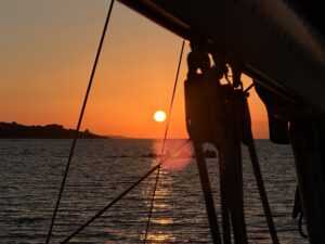 Private sailing boat sunset views