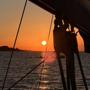 Private sailing boat sunset views